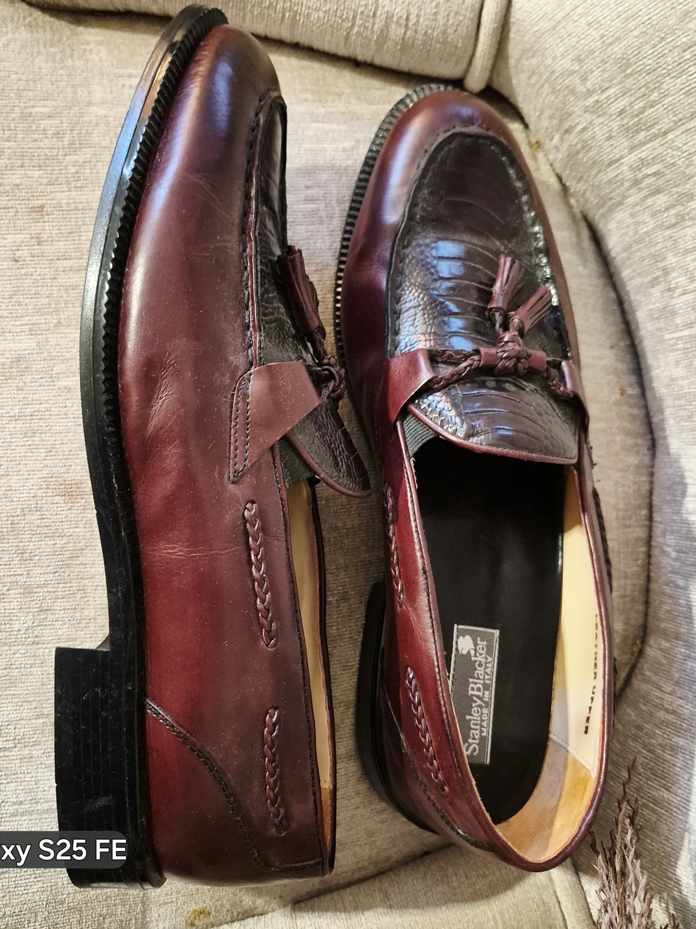 Vintage 90's Stanley Blacker Burgandy 'Rare S/15 Wide Italian Leather Loafers